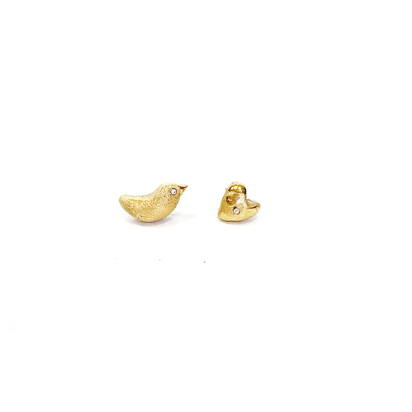 Juodi porcelianiniai auskarai GOLDEN BIRD AND IT LOVE