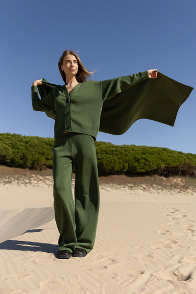 VIA 100% merino vilnos šalikas žalia alyvuogė