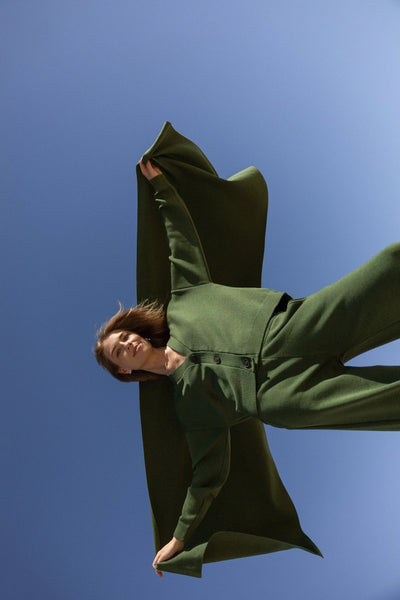 VIA 100% merino vilnos šalikas žalia alyvuogė