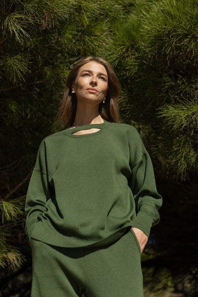 Rotondo 100% merino megztinis žalia alyvuogė