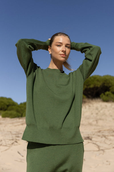 Rotondo 100% merino megztinis žalia alyvuogė