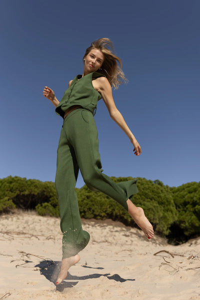 Ora megztos 100% merino kelnės žalia alyvuogė