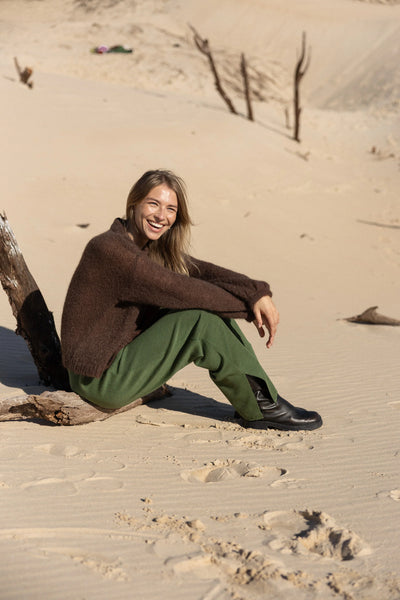 Ora megztos 100% merino kelnės žalia alyvuogė