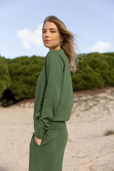 Galante 100% merino polo palaidinė žalia alyvuogė