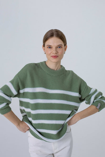 'ARIELLE’ green/white megztinis