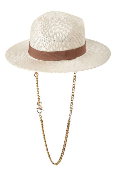 Chain panama straw skrybėlė