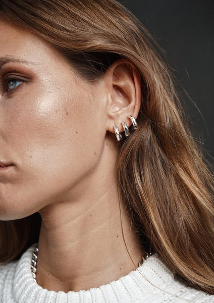 Vertex hoops mini silver auskarai
